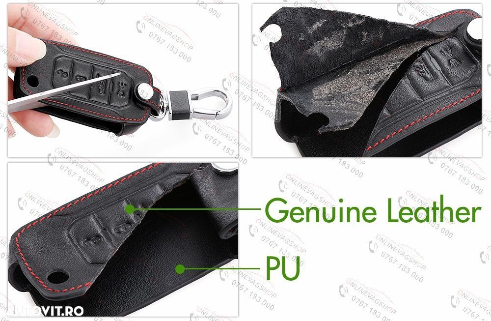 Husa piele pentru cheie Golf 7,Seat Leon, Ibiza Skoda Octavia 3 - 5