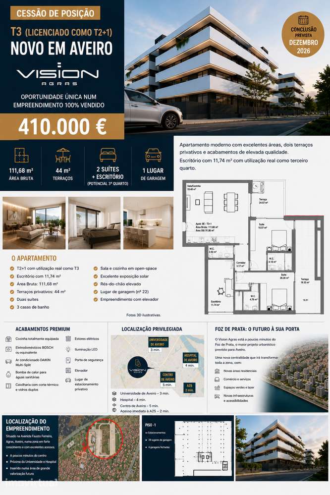 T3 (Licenciado como T2+1) | VISION AGRAS | AVEIRO - Grande imagem: 3/11