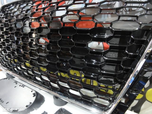 Grelha frontal AUDI A4/S4 B9 15-19 RS4 look  cromado e preto brilhante com suporte para símbolo - 19