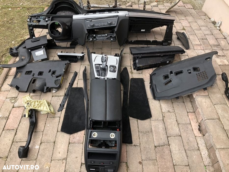 Planșă bord piele BMW 740d 30 F01 02 joystick aeroterma panglică LHD - 3