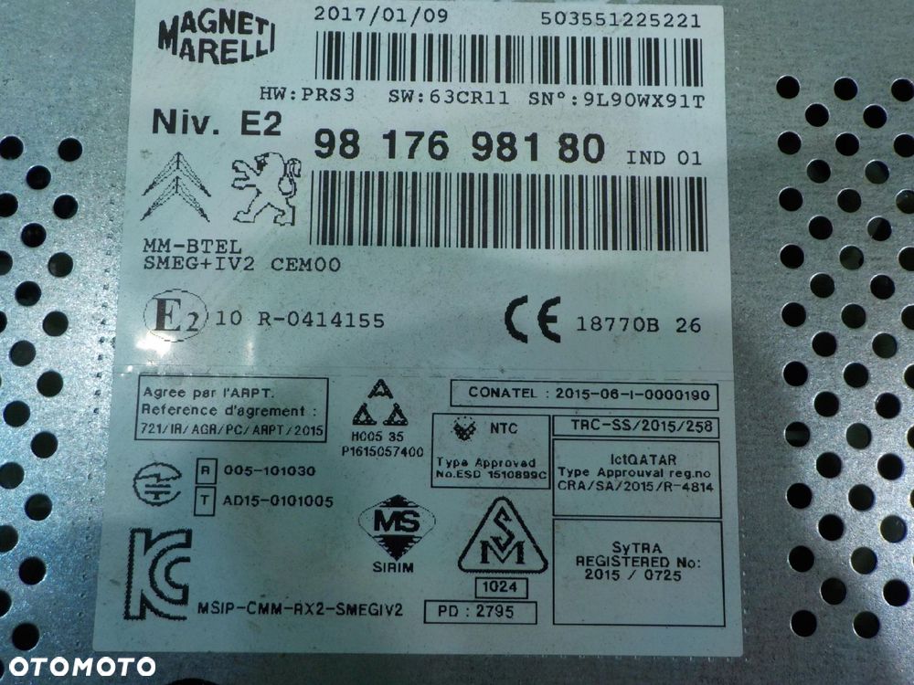 CITROEN DS3 1.2 B 17r HB 3D radio CD 9817698180 - 3