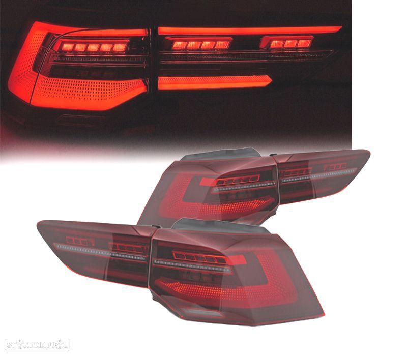 FAROLINS VOLKSWAGEN VW GOLF 8 19-24 LED VERMELHO DINÂMICOS - 1