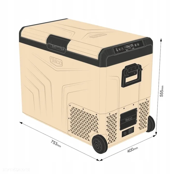 LODÓWKA TURYSTYCZNA KOMPRESOROWA YOLCO TCX60 Sand 63L DUAL ZONE NA CAMPINGTERIA - 11