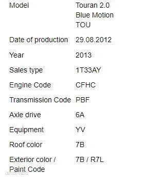 Dezmembrari Volkswagen Touran 2013/ 2.0TDI / DSG - 3