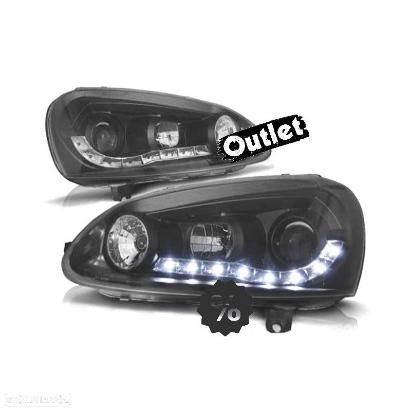 R145322C2 FAROL DIR PARA VOLKSWAGEN VW GOLF MK5 03-08 FUNDO PRETO LUZ DIURNA LED - 1