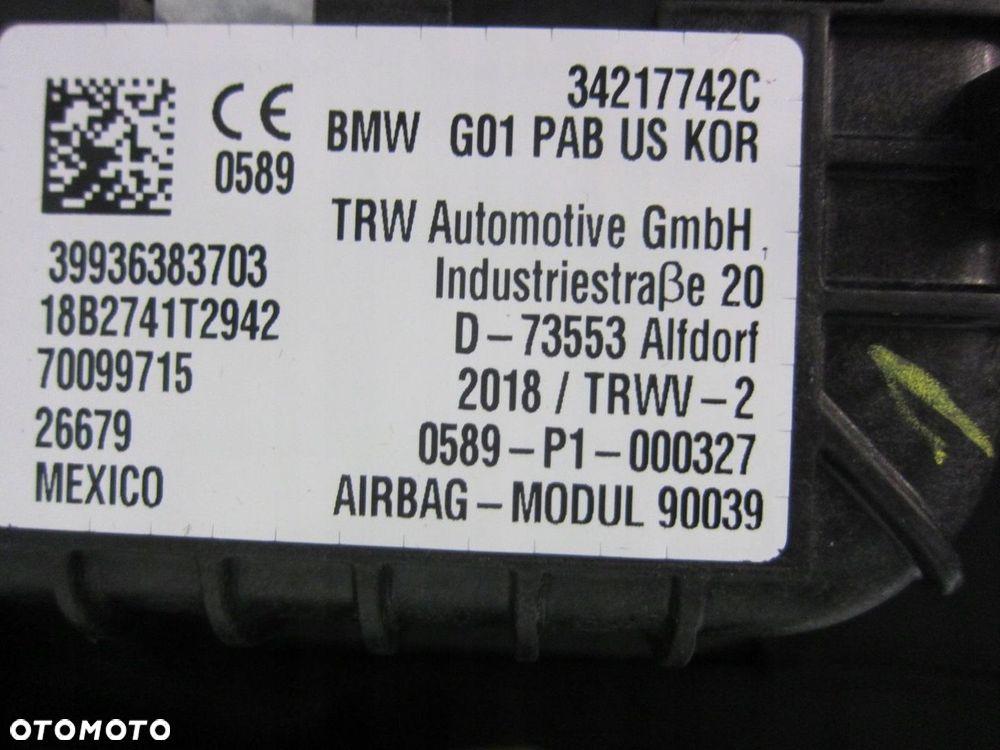 BMW X3 G01 USA DESKA ROZDZIELCZA KONSOLA NAPINACZE AIRBAG AIRBAGI 7937293 - 10