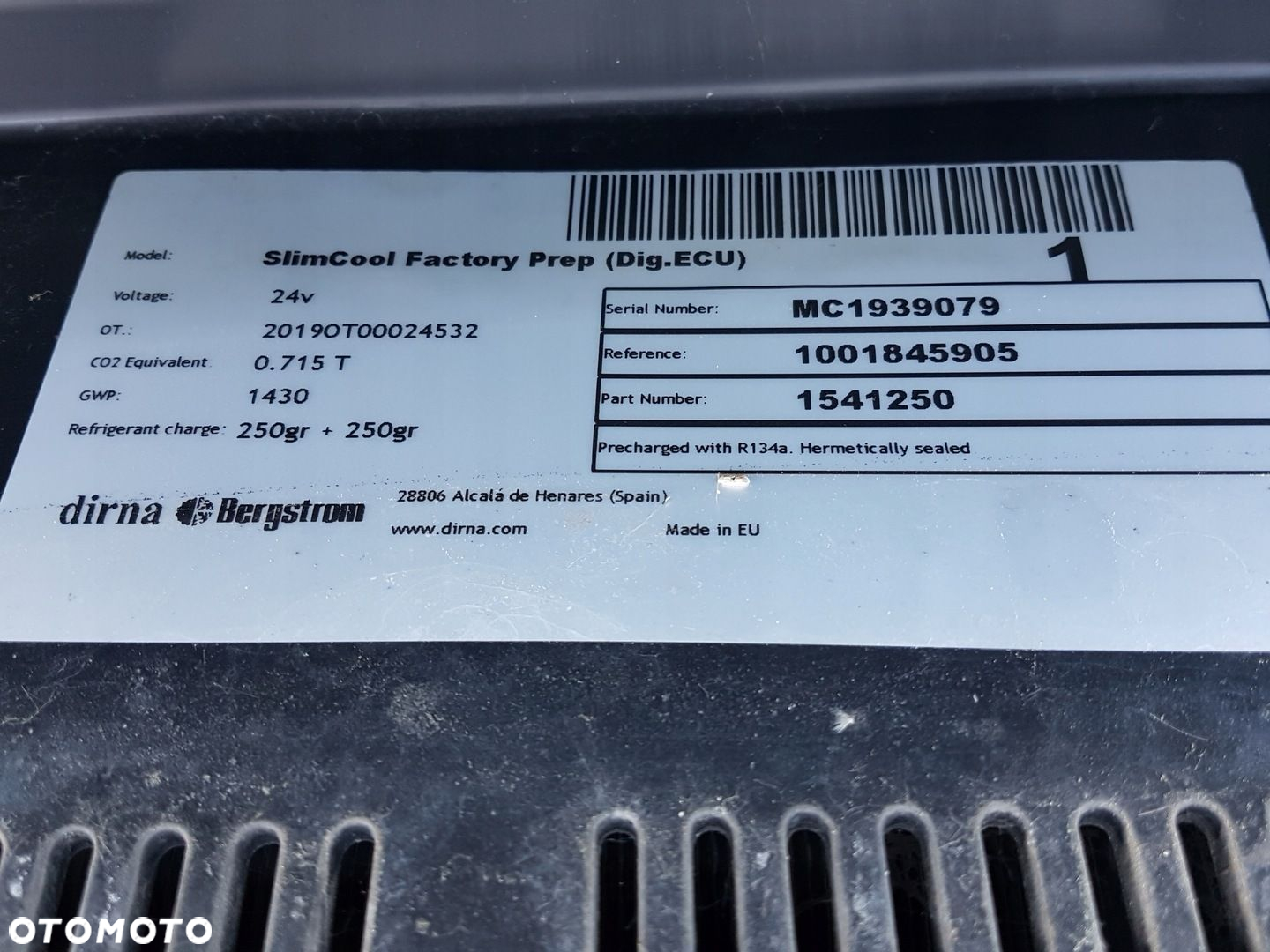 KLIMATYZACJA POSTOJOWA DACHOWA SPRĘŻARKOWA SLIMCOOL DAF XF 106 EURO 6 - 7