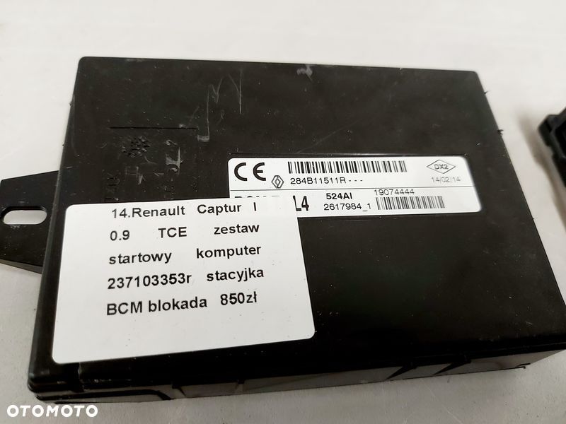 RENAULT CAPTUR I 0.9 TCE ZESTAW STARTOWY KOMPUTER 237103352r STACYJKA BCM - 2