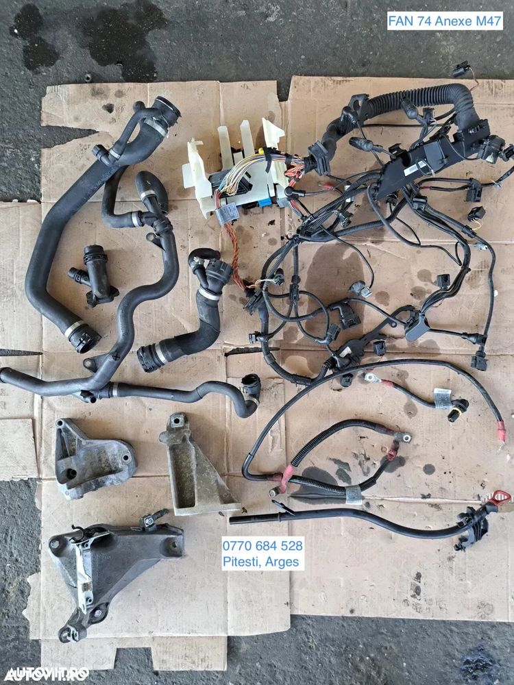 Motor M47 Instalatie electrica motor conducta furtun apa lichid racire cablaj alternator bujii joja ulei suport motor BMW E87 E90 E91 - 1