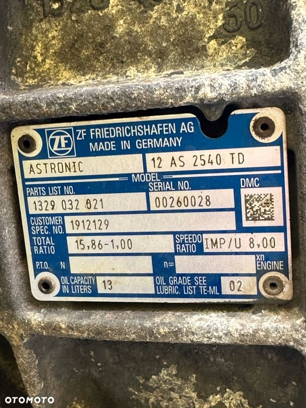 SKRZYNIA BIEGÓW DAF XF 106 EURO 6 510KM 12AS2540TD 1912129 - 2