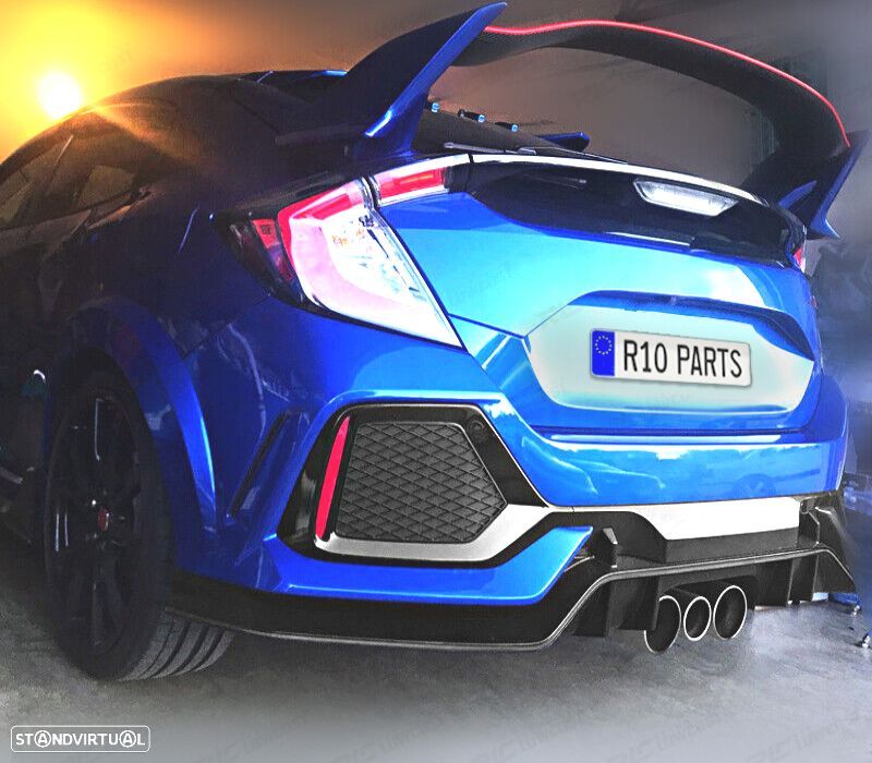 PÁRA-CHOQUES TRASEIRO HONDA CIVIC 16-20 LOOK NEW TYPE R - 2