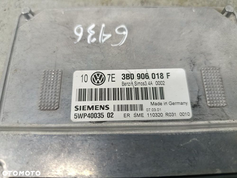 KOMPUTER, STEROWNIK VW PASSAT B5 FL 3B0906018F 5WP4003502  1.6 8V 102KM - 4
