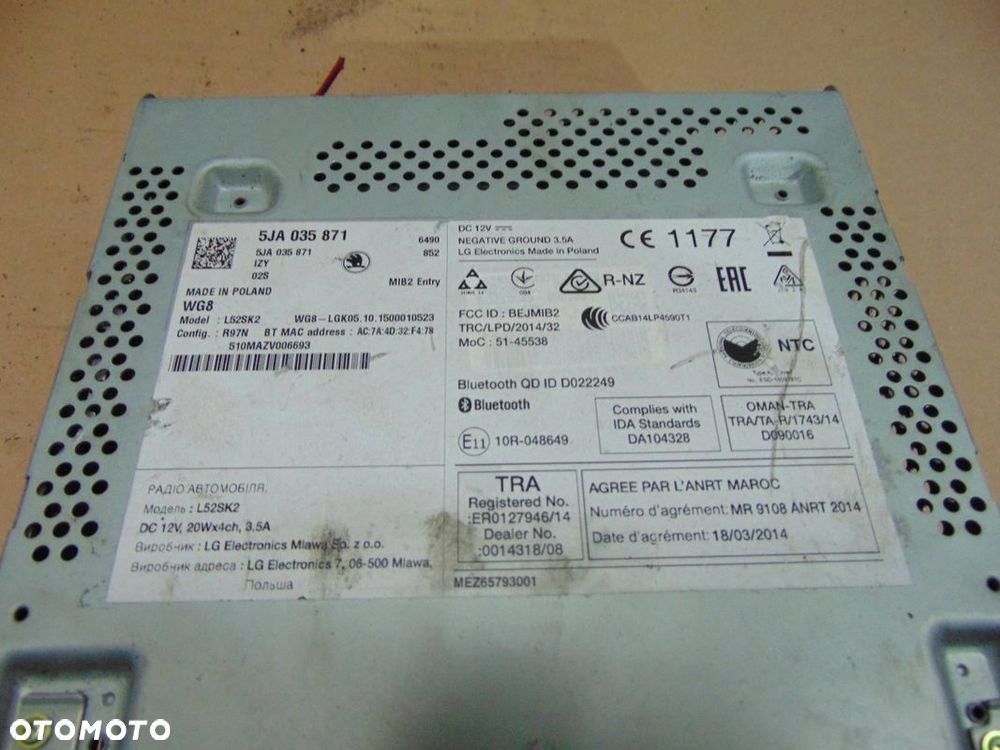 SKODA RAPID 5JA RADIO WYSWIETLACZ 5JA035871 - 2