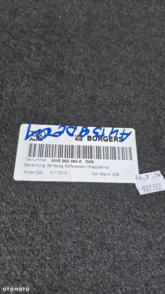 audi a4 b9 8w wykładzina bagażnika 8w5863463a - 3