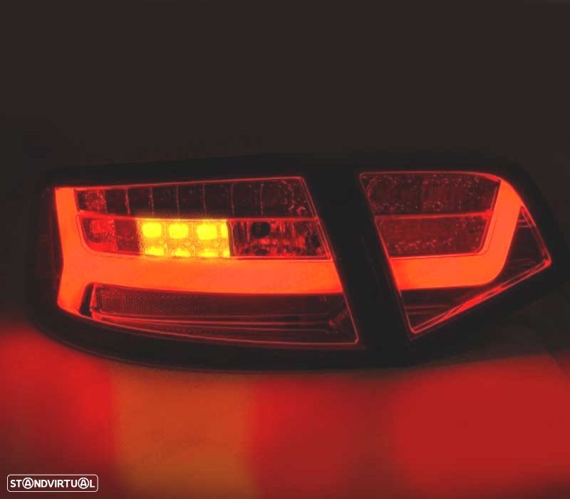 FAROLINS TRASEIROS LED PARA AUDI A6 SEDAN 08-11 PRETO FUMADO ESCURECIDO - 3