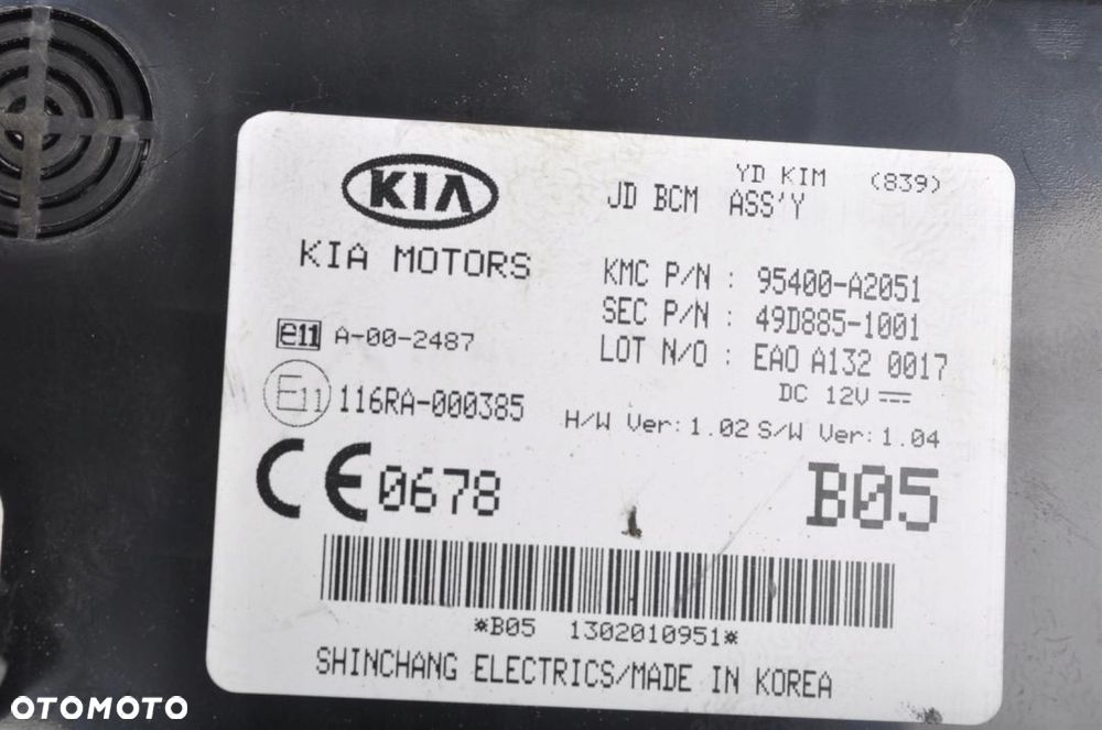 KIA PRO CEED II MODUŁ STEROWNIK BCM 95400-A2051 - 5