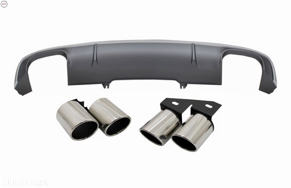 Difuzor Bara Spate cu Ornamente Evacuare Audi A4 B9 8W S-line (2016-2018) Sedan Av- livrare gratuita - 1