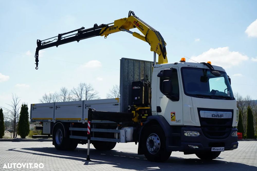 DAF LF 250 / 4X2 / LIVRARE - 7.30 + HDS HYVA HB 150XE3 / RADIOCOMANDĂ / ROTATOARE / MAX. CAPACITATE DE RIDICARE: 5200 KG / EURO 6 - 7
