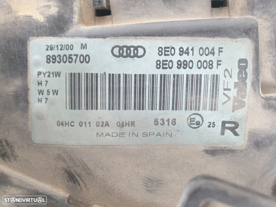 FAROL DIREITO AUDI A6 AVANT 1998 -8E0941004F - 3