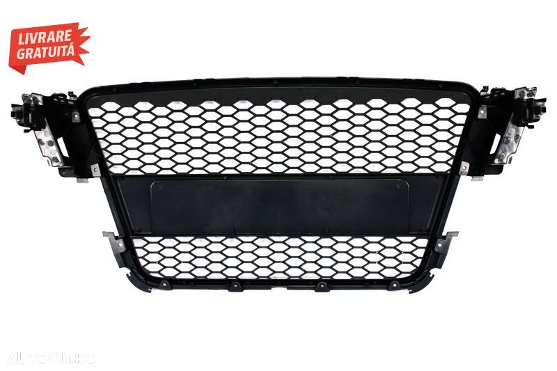 Grila Centrala Audi A5 8T (2007-2011) RS Design Negru Lucios- livrare gratuita - 3