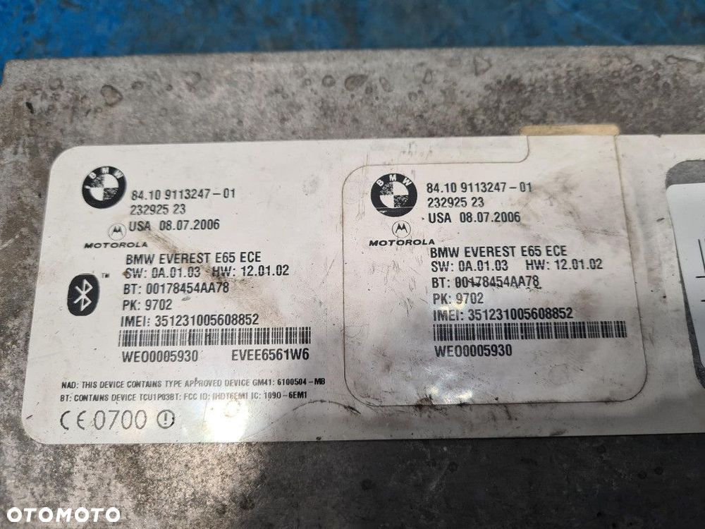 BMW 7 E65 LIFT MODUŁ BLUETOOTH 9113247 - 2