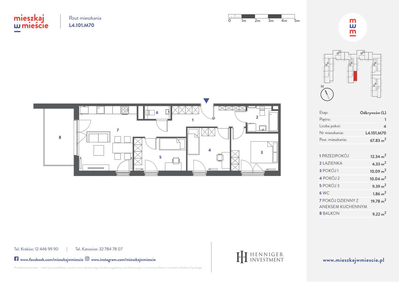 4-pokojowe mieszkanie 67m2 + balkon - Pełny obrazek: 3/16