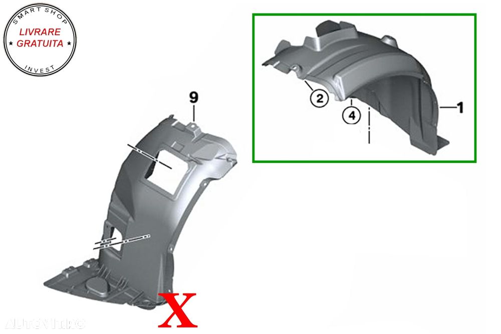 Carenaj Protectie Interioara pentru Aripa Fata Stanga BMW Seria 3 E90 E91 (2004-20- livrare gratuita - 2