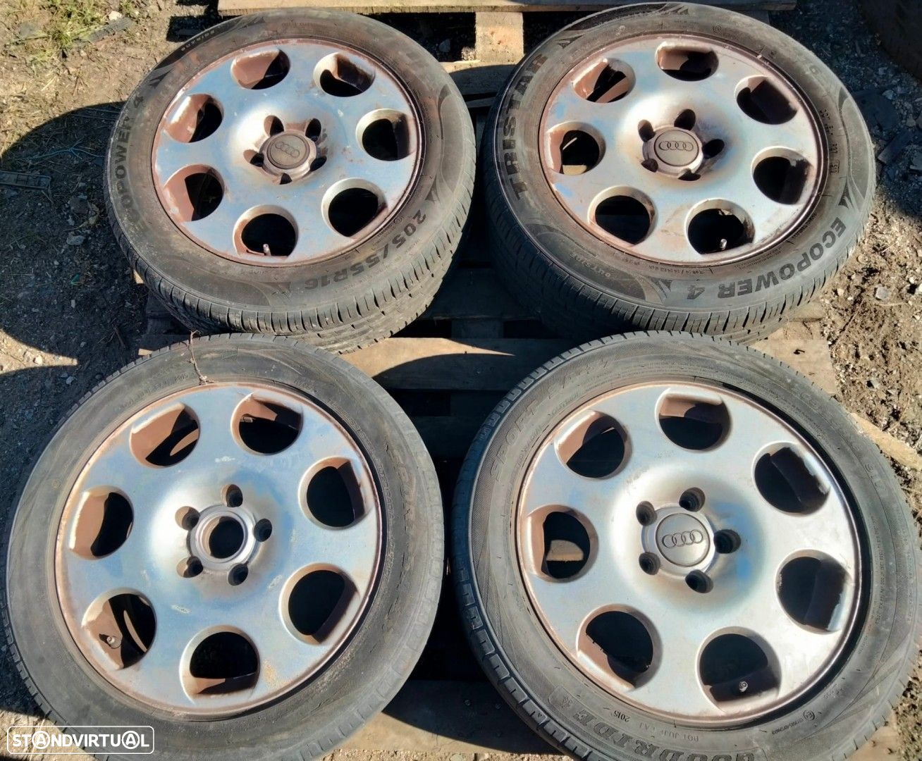 Jantes Audi R16 com pneus 205/55 furação 5x112 - 1