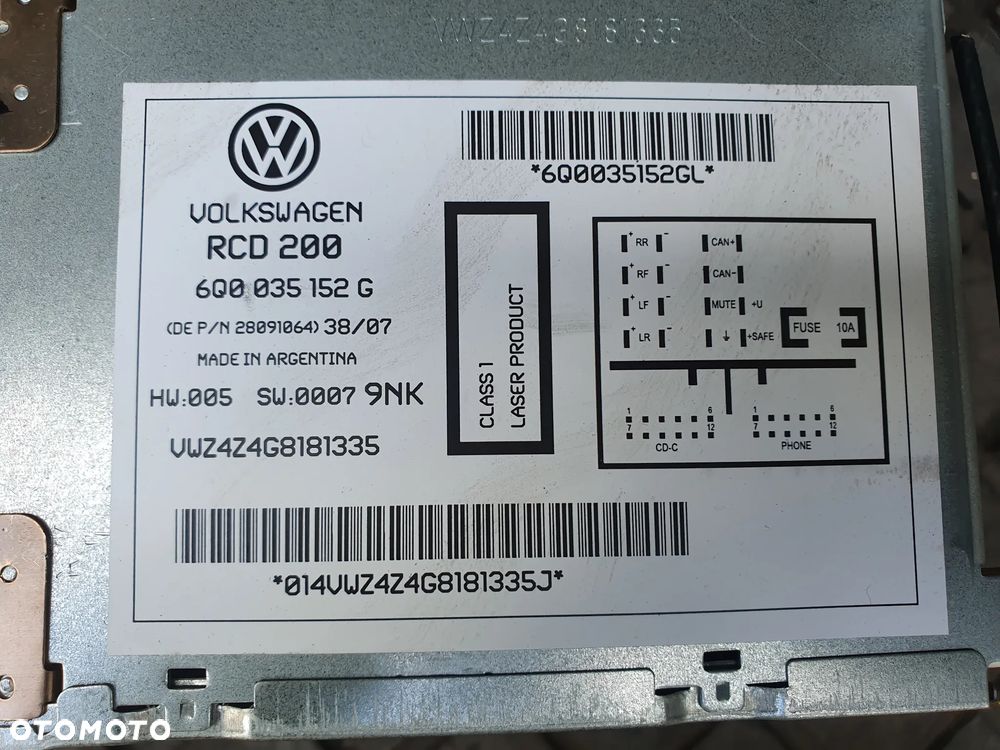 RADIO FABRYCZNE CD VW POLO IV 9N  6Q0035152G - 2