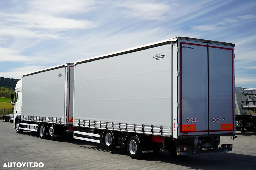 DAF XF 480 / CUPLAJ TANDEM / SSC / MEGA / PUNȚĂ RIDICATĂ / I-PARK COOL / ȘINGURI PENTRU STICLE / REMORCA WECON - 7,70 M / - 5