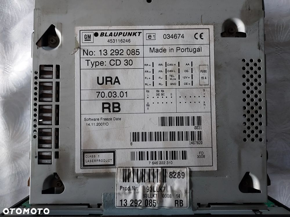 Radio CD Blaupunkt 453116246 Opel Vectra C lift + pin - 2