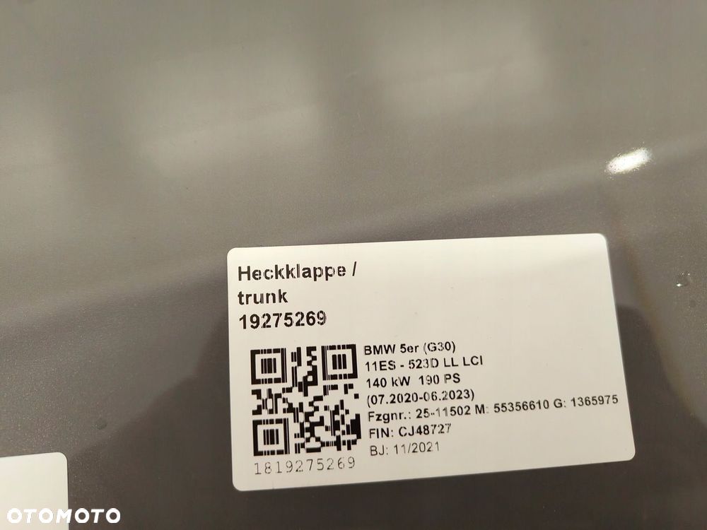BMW 5 G30 KLAPA TYŁ BAGAŻNIKA C3E KAMERA ELEKTRYKA - 4
