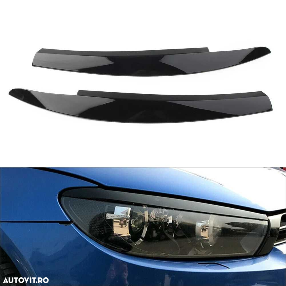 Set Pleoape Faruri Far Volkswagen VW Scirocco 2009-2017, Negru Lucios - 2