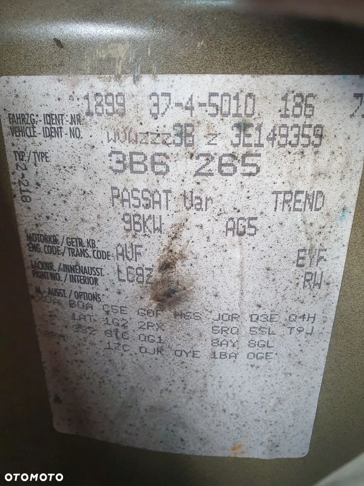 Passat B5 FL na części silnik AVF kolor lc9z silnik półoś zawieszenie lampa przód tył błotnik prawy lewy maska zderzak klapa siedzenia przełącznik - 3