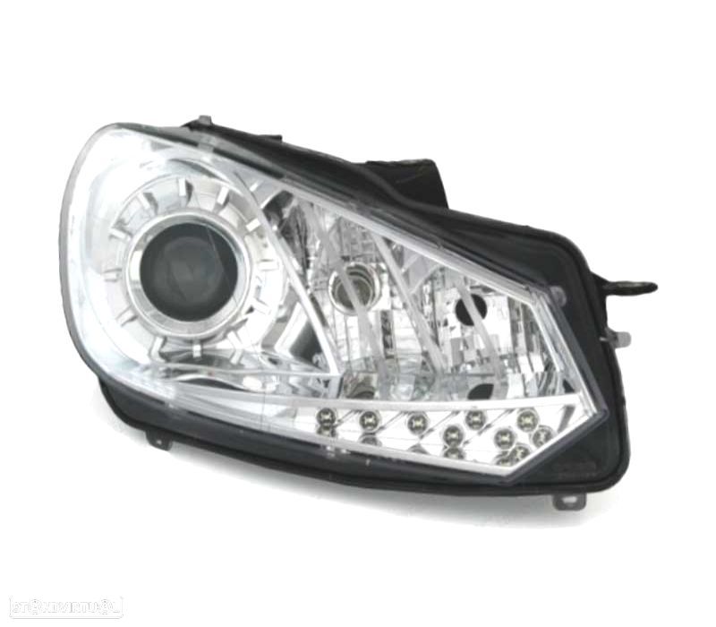 FARÓIS FRENTE LUZ DIURNA VOLKSWAGEN VW GOLF 6 FUNDO CROMADO - 4