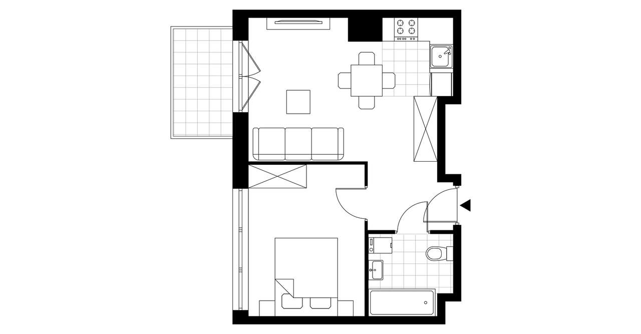 2-pokojowe mieszkanie 36m2 + balkon - Pełny obrazek: 3/12