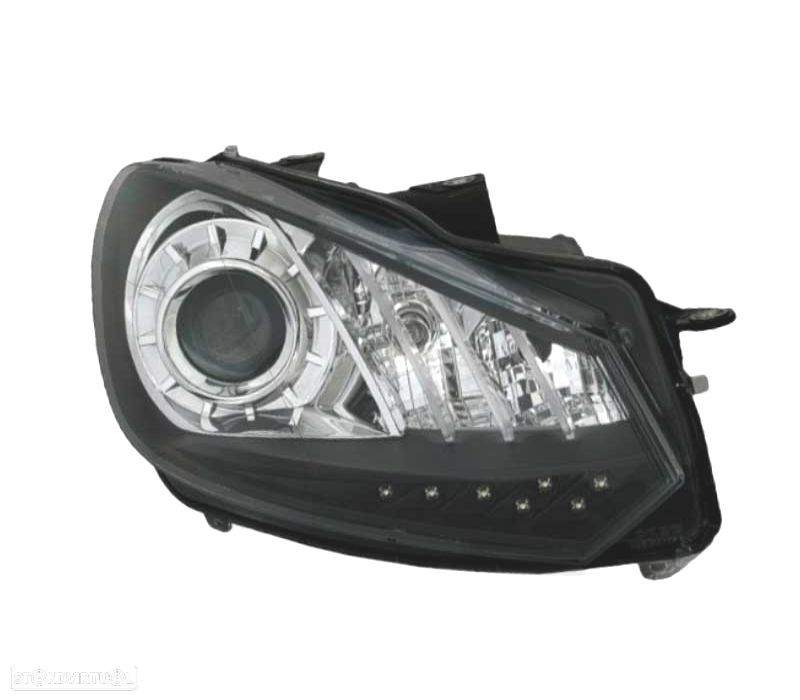 FARÓIS FRENTE LUZ DIURNA VOLKSWAGEN VW GOLF 6 FUNDO PRETO - 4