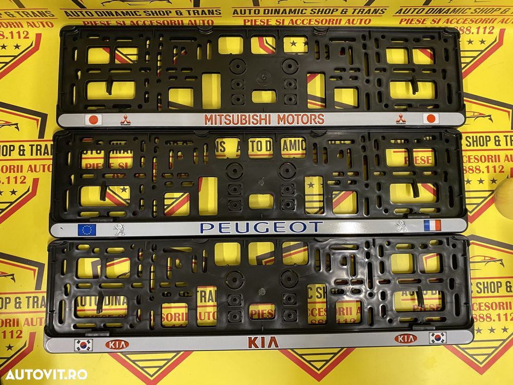 Set 2 suporti numar numere inmatriculare Kia Mitsubishi MOTORS Peugeot - 1