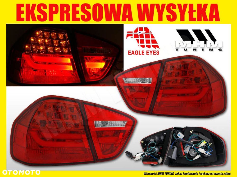 LAMPY TYLNE KPL DIODY LED TUNING LIFT LOOK RED BMW 3 E90 2004-2008 SEDAN - 2