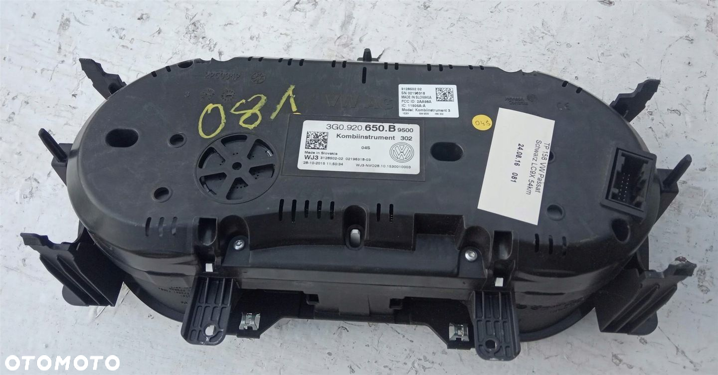 LICZNIK ZEGARY VW PASSAT B8 1.8 TSI 3G0920650B EU - 4