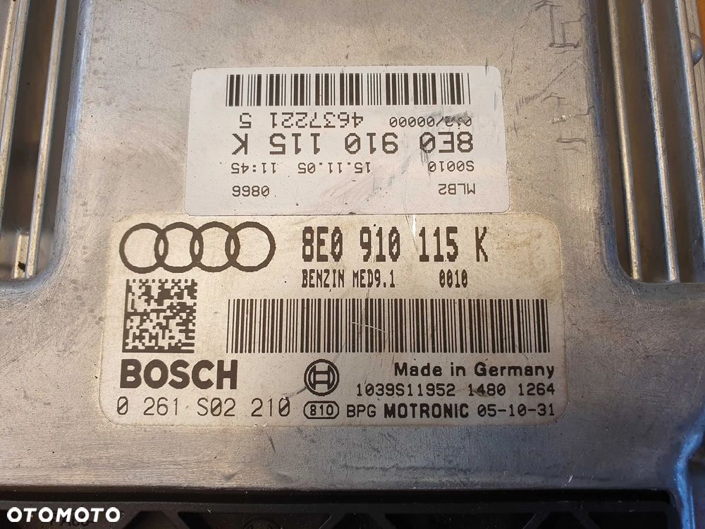 Komputer 8E0910115K 0261S02210 Moduł Sterownik Silnika Silnik 2.0 TFSI Benzyna Audi A4 B7 - 2