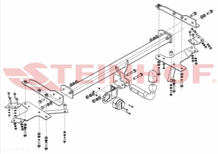 POLSKI HAK HOLOWNICZY STEINHOF + WIĄZKA + GNIAZDO 7PIN/13 DO SAMOCHODU TOYOTA COROLLA VERSO R1 - 12