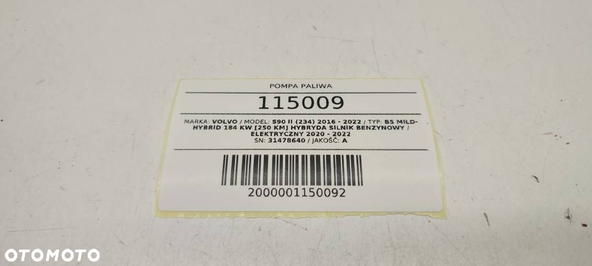 POMPA PALIWA PŁYWAK VOLVO S90 II 2.0 BENZYNA 31478640 - 6