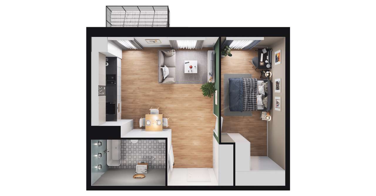 2-pokojowe mieszkanie 46m2 + balkon Bezpośrednio - Pełny obrazek: 3/14