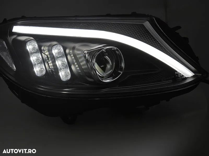 Faruri LED compatibile cu Mercedes C-Class W205 S205 A205 C205 (2014-2018) Negre Semneal Dinamic Secvential - 3