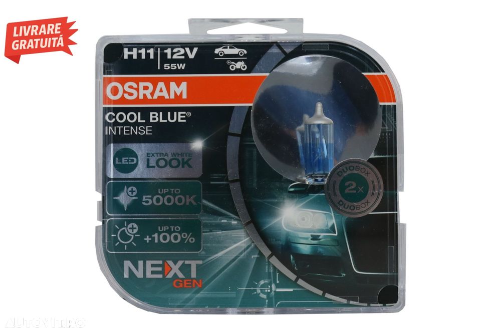 Set 2 Becuri Auto-Moto Halogen NEXT GEN Osram Cool Blue Intense H11 64211CBN-HCB 1- livrare gratuita - 1
