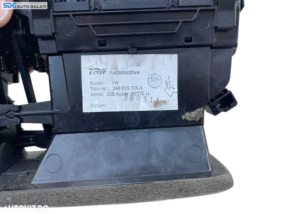 Gura Guri Grila Grile Aer Aerisire Ventilatie Bord Centrala Volkswagen Passat B7 2010 - 2015 Cod 3AB819728A [K2116] - 5