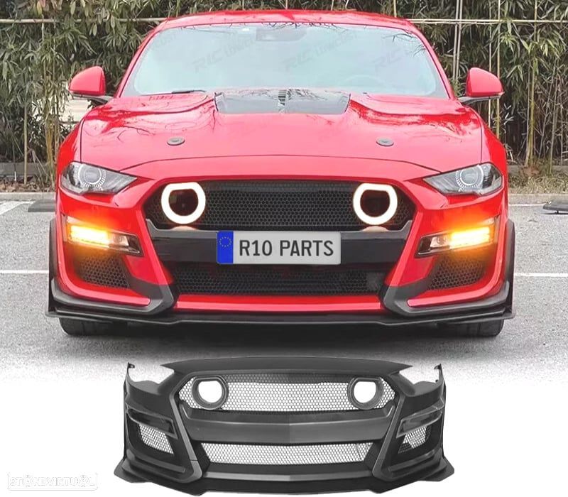 PARA-CHOQUES FRONTAL FORD MUSTANG 18-22 LOOK GT500 GRELHA LUZ LED - 1