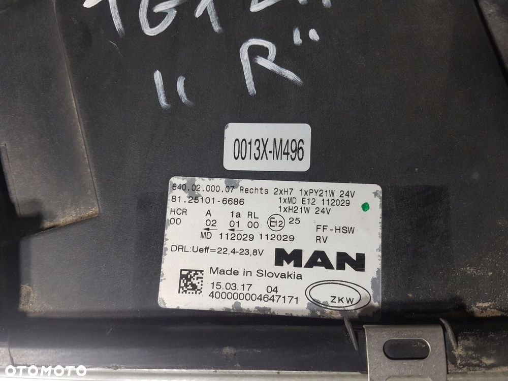 REFLEKTOR LAMPA PRZÓD PRZEDNIA PRAWA MAN TGX TGS EURO 6 81251016686 - 5