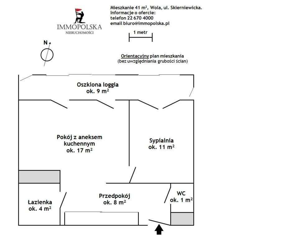 Skierniewicka, dwa pokoje z oszkloną loggią